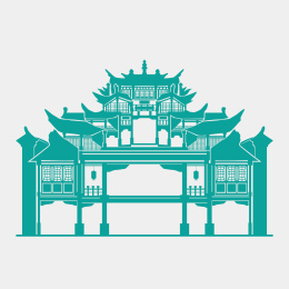 中国古戏台 戏楼 木楼 牌坊牌楼 矢量