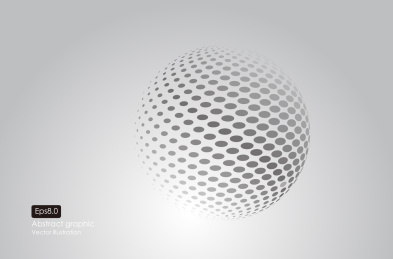 圆点组成3D球体背景，矢量图