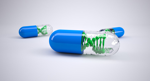 白色背景下的基因药物胶囊