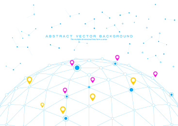 3D多边形网状球体，点线连接的科技矢量背景