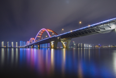 福元路大桥夜景 长沙