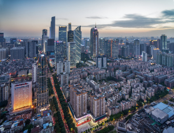 广州珠江新城夜景，地标建筑