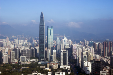 深圳京基100和地王大厦天际线