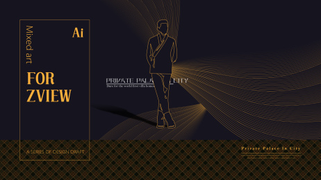 中式人物抽象线条之波浪