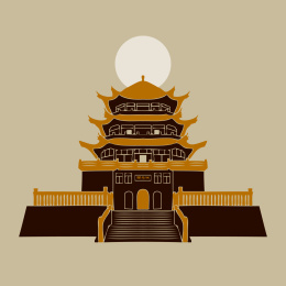 古典建筑 状元洲状元阁塔 标志矢量素材