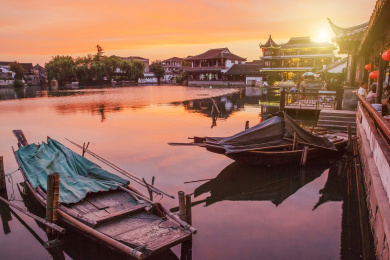 中国江苏省苏州市锦溪古镇风光