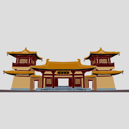 古城门楼 宫殿古典建筑矢量素材