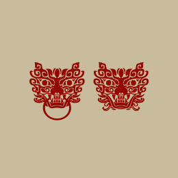 椒图铺首门环神兽图案 图腾 矢量标志素材