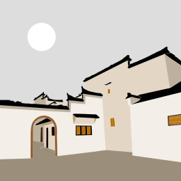 徽州西递宏村建筑 马头墙古宅 标志矢量素材