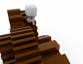 在齿轮上奔跑的商务小白人