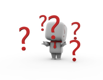 被问号包围的商务小白人