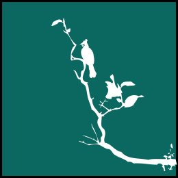 中国古典优雅 树枝花手绘 喜鹊鸟戴胜水墨中国画 矢量剪影 标志元素