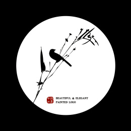 中国古典 竹子 君子 墨迹 鸟雀水墨 手绘 中国画 矢量 标志logo素材