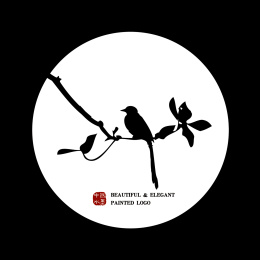 中国古典优雅 树枝手绘 喜鹊雀鸟水墨中国画 矢量剪影 标志元素