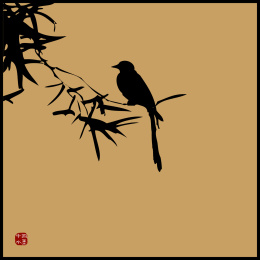 中国古典 竹子 君子 墨迹 鸟雀水墨 手绘 中国画 矢量 标志logo素材