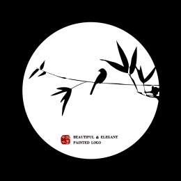 中国古典 竹子 君子 墨迹 鸟雀水墨 手绘 中国画 矢量 标志logo素材