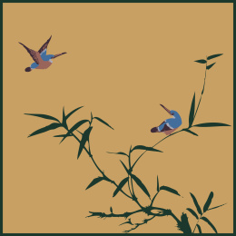 中国古典 竹子 君子 墨迹 翠鸟水墨 手绘 中国画 矢量 标志logo素材