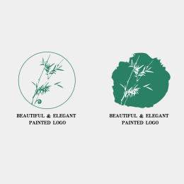 中国古典 竹子 君子 墨迹 水墨 手绘 中国画 矢量 标志logo素材