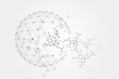 点线链接组成的三维球体，爆炸的分子结构