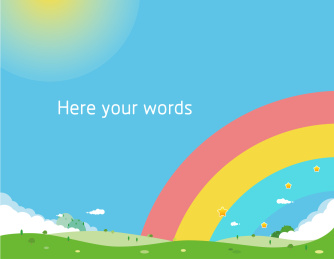 儿童卡通自然蓝天草地彩虹场景