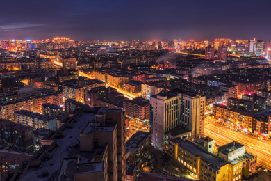 哈尔滨高空城市夜景