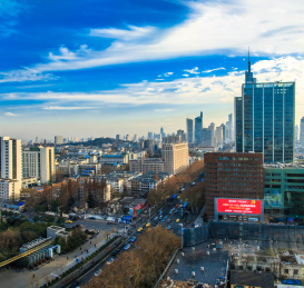 江苏省南京市中央路商贸高楼建筑景观