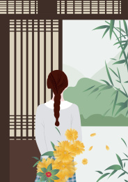 复古少女插画设计