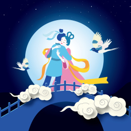 七夕情人节插画海报
