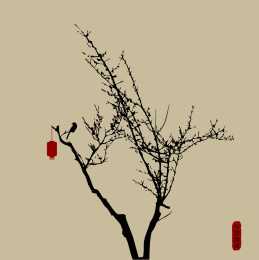 中国古典 枯树 墨迹 鸟雀水墨 手绘 中国画 矢量 标志logo素材