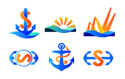 logo 海洋 工业 船锚 海浪 sea 大海