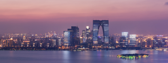苏州金鸡湖日落