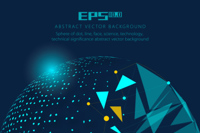 点、线、面组成的球体，科学、科技、技术意义抽象矢量图