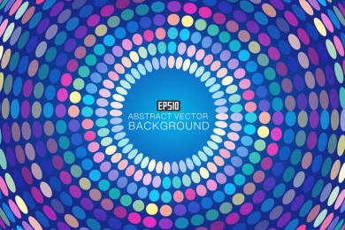 彩色圆点组成旋转径向抽象背景
