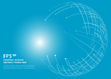 点和线组成的三维球形世界地图，科学技术矢量背景图