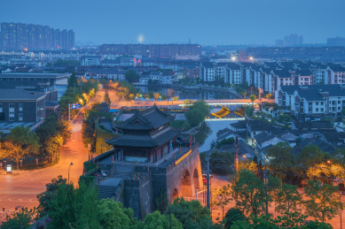 中国江苏省苏州市常熟古城墙风光