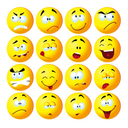 Cartoon faces expressions vector set