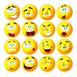 Cartoon faces expressions vector set