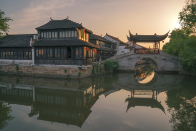 中国江南地区古镇风光和旅游