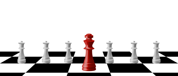 国际象棋、经营理念、领导者和成功概念创意插图