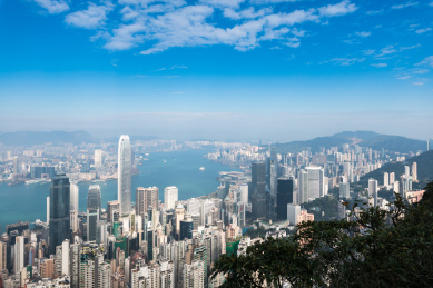 高空视角香港城市风光