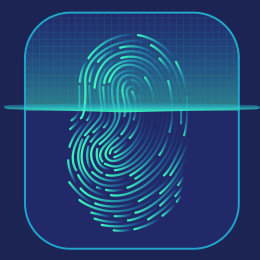 指纹，安全、机密、科学技术抽象矢量背景图 