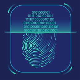 指纹，安全、机密、科学技术抽象矢量背景图 