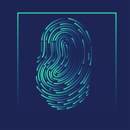 指纹，安全、机密、科学技术抽象矢量背景图