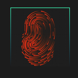 指纹，安全、机密、科学技术抽象矢量背景图