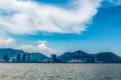 浙江省舟山市沈家门海湾都市建筑景观