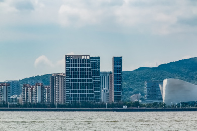 浙江省舟山市沈家门海湾都市建筑景观
