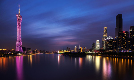 广州中轴线珠江两岸夜景风光