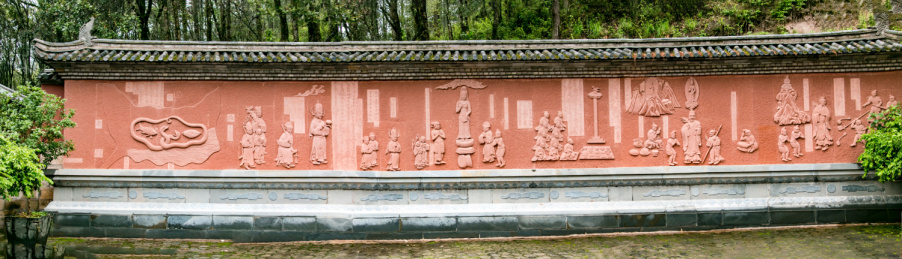 彝族火把节浮雕建筑景观