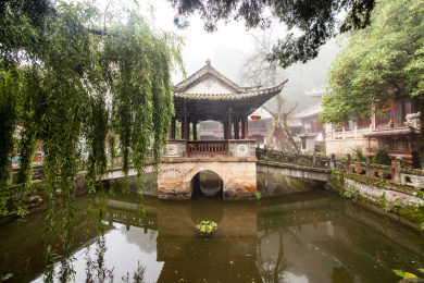 云南省巍山县巍宝山道院文龙亭廊桥园林建筑