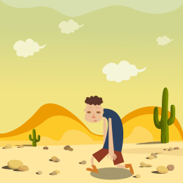 沙漠里行走的人